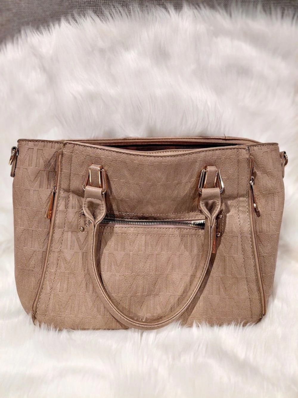 MIA K Monogram Satchel in Brown